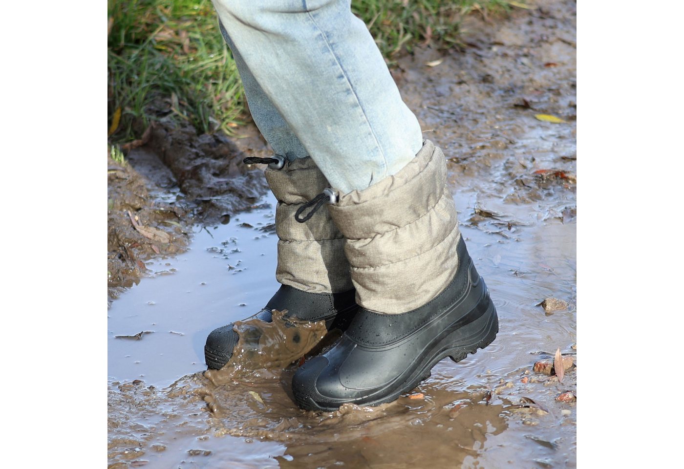 Beck Winterstiefel Snowboots Gummistiefel (sehr warmes, flauschiges Futter, für warme Füße bei Kälte und Schnee) rutschfeste Laufsohle