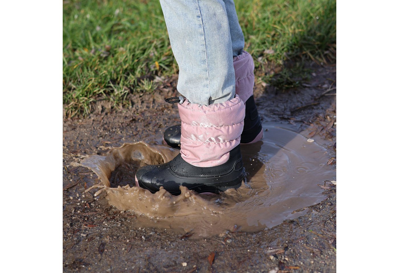Beck Winterstiefel Snowboots Gummistiefel (sehr warmes, flauschiges Futter, für warme Füße bei Kälte und Schnee) rutschfeste Laufsohle