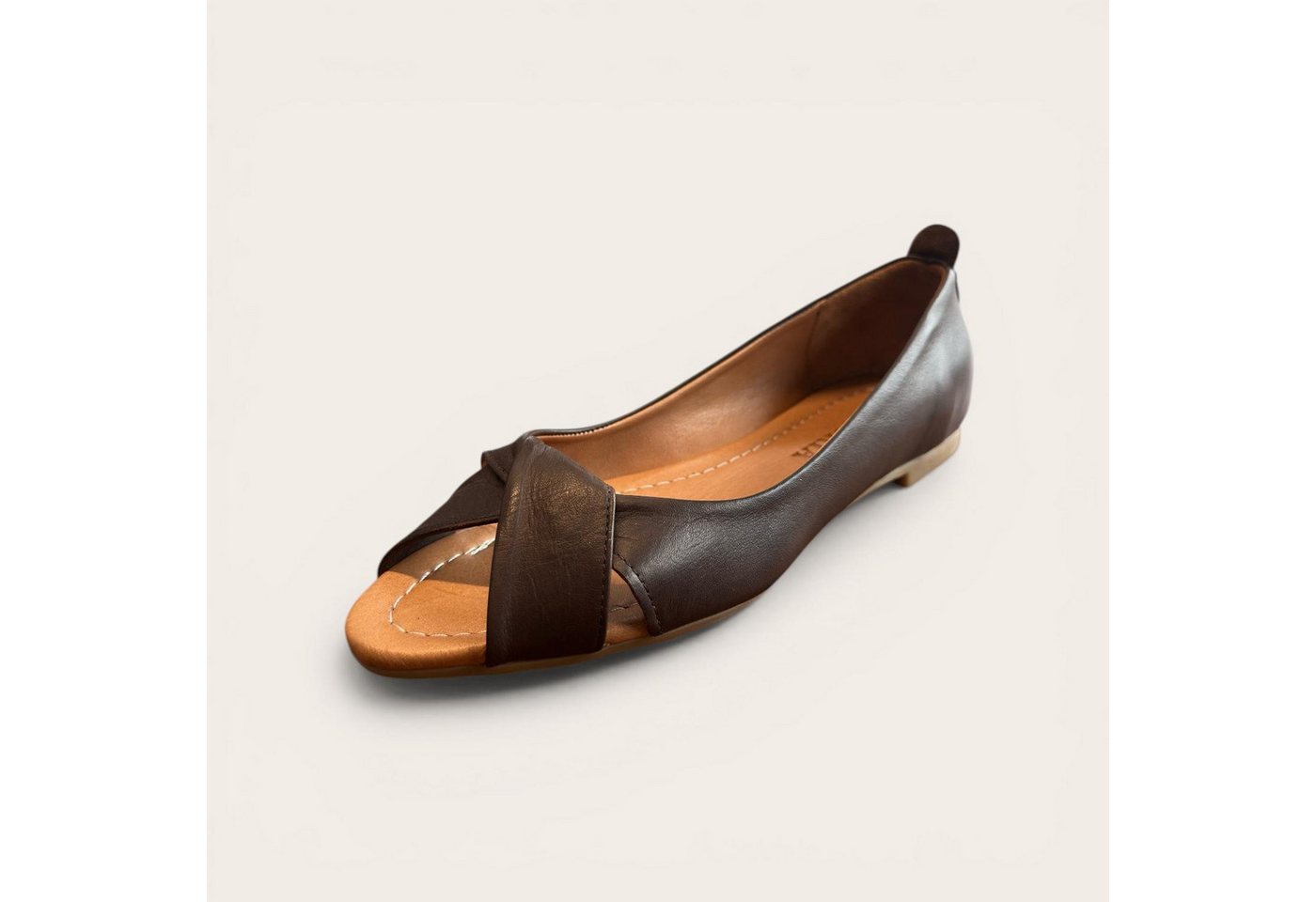 Begoria Milano - Elegante Open-Toe Leder-Ballerinas Ballerina