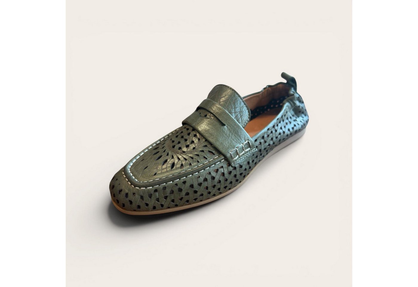 Begoria Mirella - Leichter Sommer Slipper aus Leder Loafer (grün)