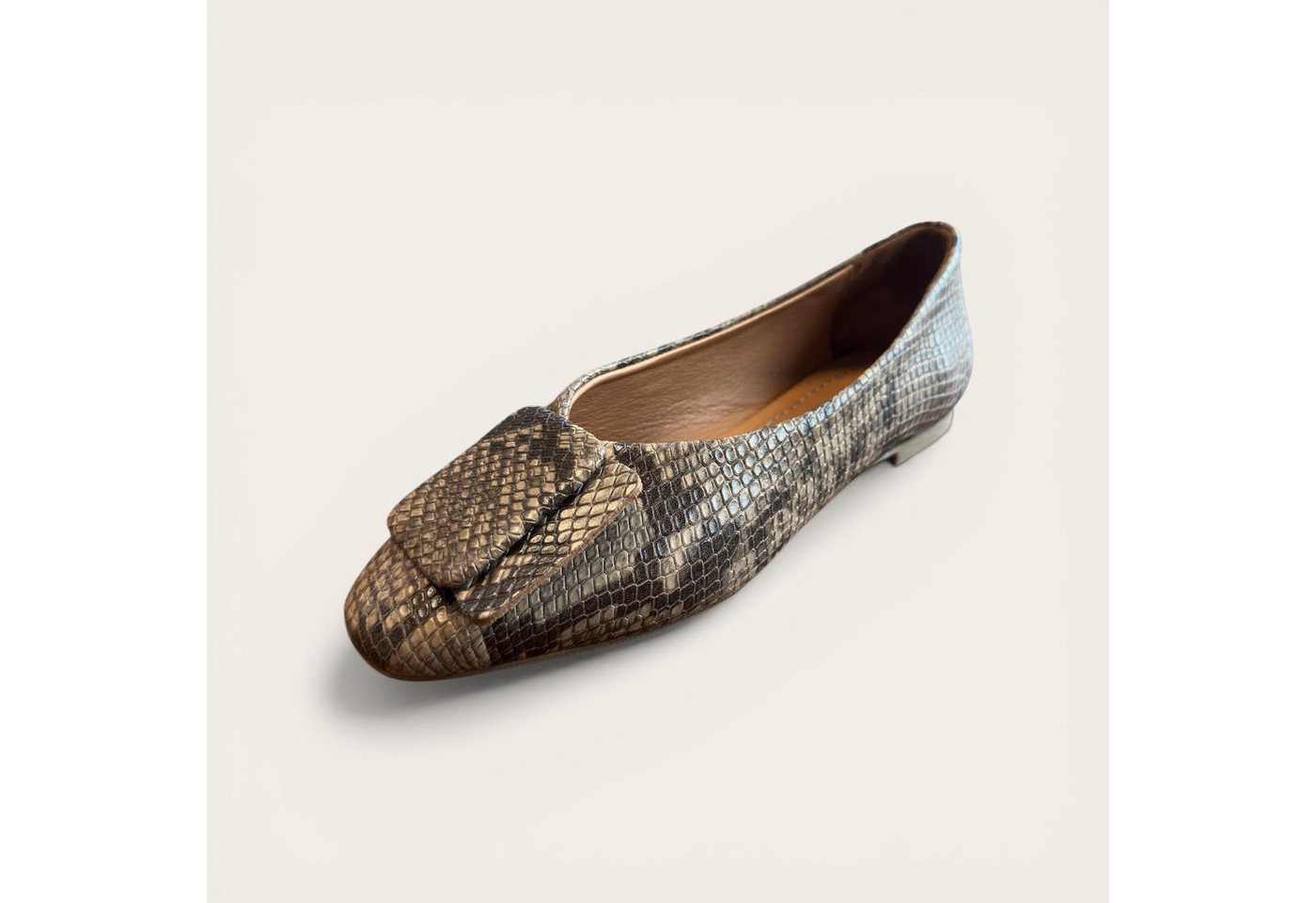 Begoria Snake - Exquisite Leder-Ballerinas mit Schlangenmuster Ballerina (braun)