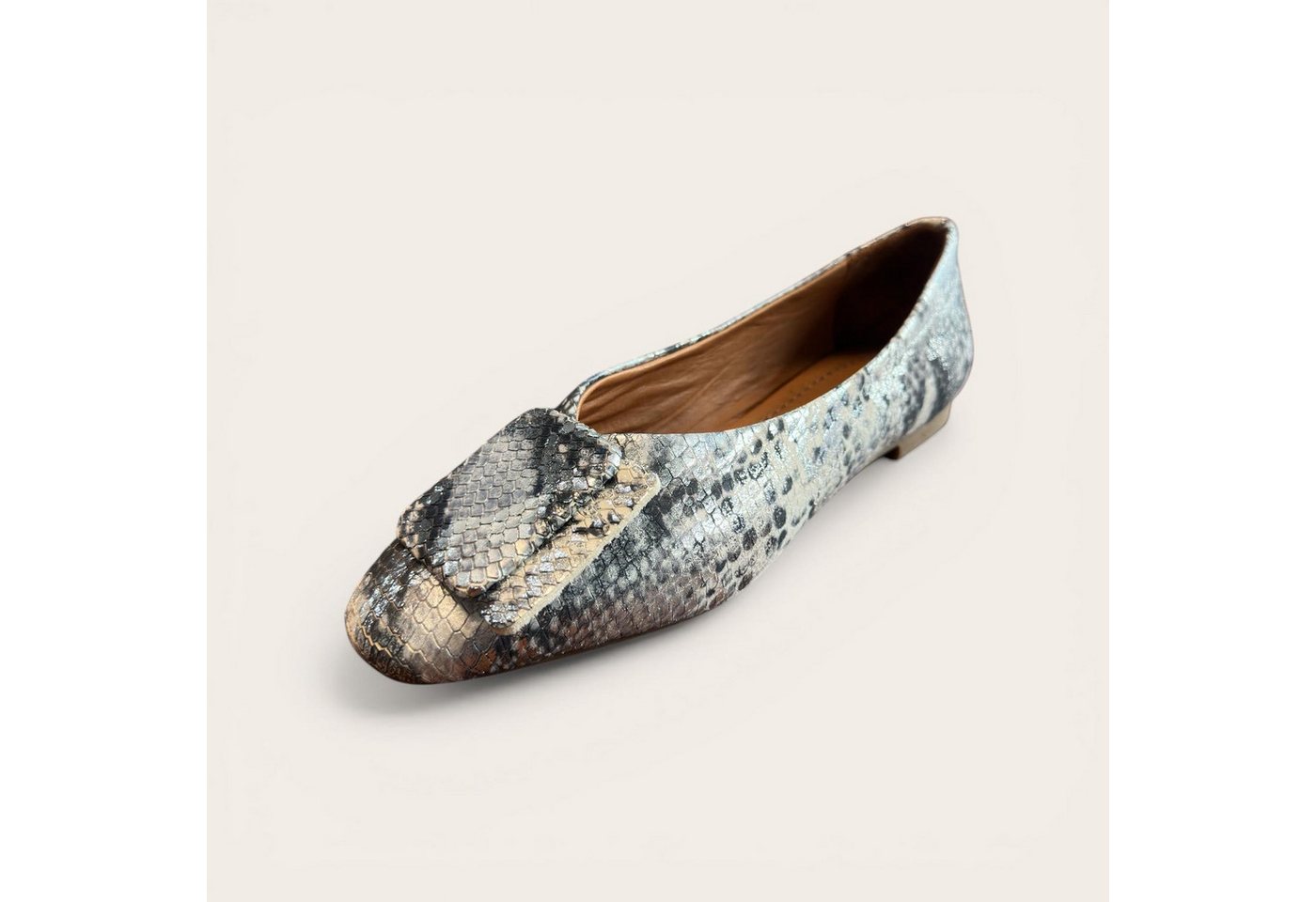 Begoria Snake - Exquisite Leder-Ballerinas mit Schlangenmuster Ballerina (weiß)