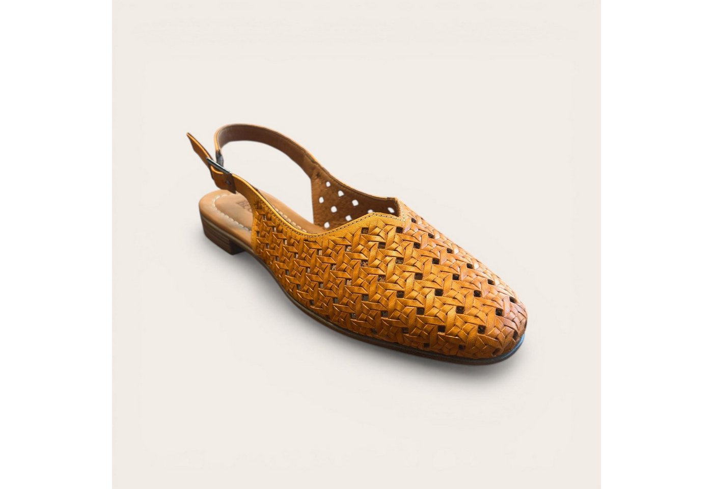 Begoria Summer Weave - Damen Geflochtene Leder Slingback Ballerinas Sandale