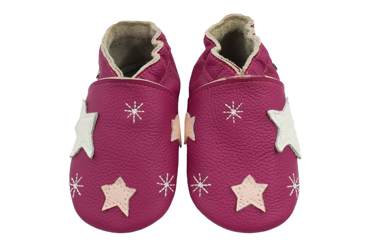 Bemesu Babyschuhe Krabbelschuhe Lauflernschuh Lederpuschen fünfzackiger Stern Hallenschuh Handgenäht, weiche, leichte, flexible, rutschfest