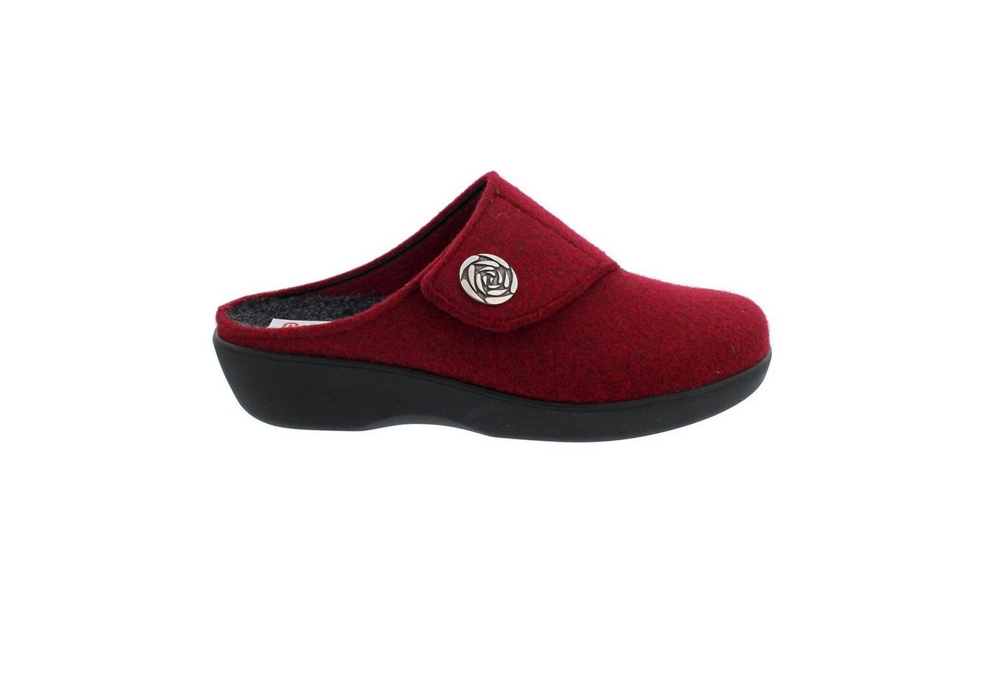 Berkemann Teresa Hausschuh, dunkelrot, Filz, Weite H, Wechselfußbett 5 Pantoffel