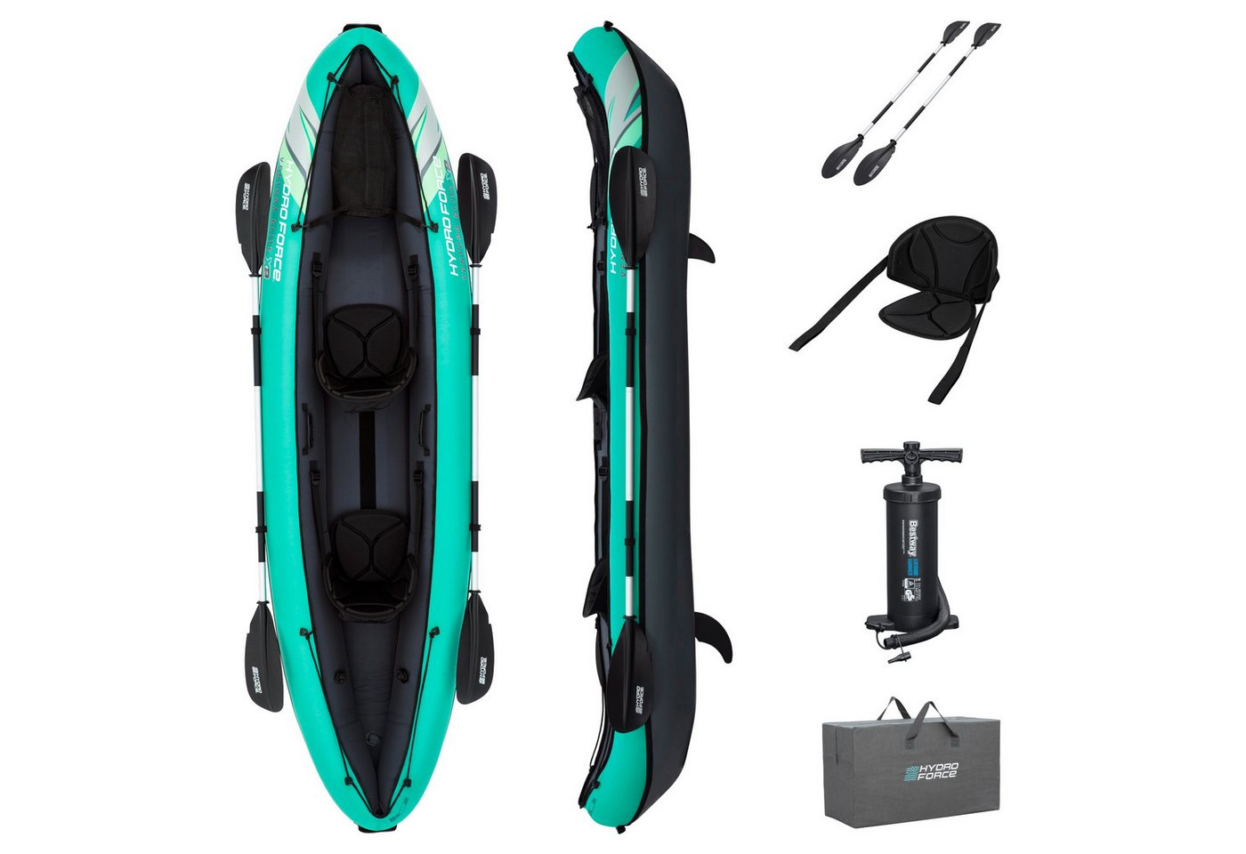 Bestway Ruderboot Hydro Force® Kajak-Set Ventura Elite™ X2 330x86x48cm, mit umfangreichem Zubehör