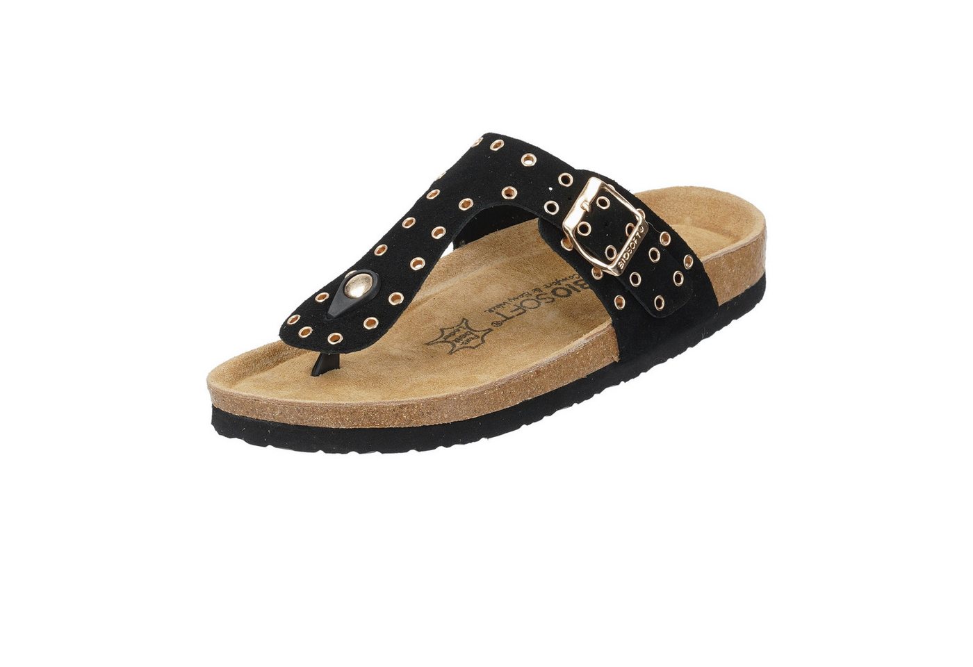 Biosoft Comfort & Easy Walk Zehentrenner Nieten Sandale (schwarz)