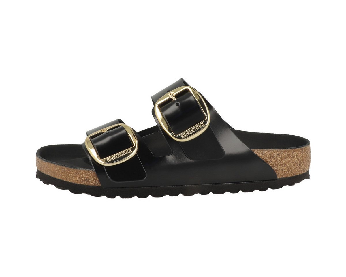 Birkenstock Arizona Big Buckle Naturleder Lack normal Damen Sandale Sandaletten, Sommerschuhe, Badeschuhe, Riemchen, Schlappen (schwarz)