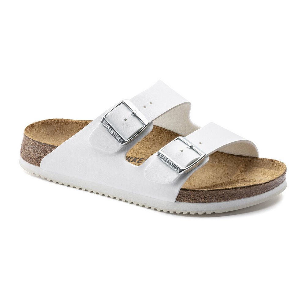 Birkenstock Arizona Damen und Herren Pantolette ergonomisch Beruf Pflege Sandale Pantolette Rutschfeste Sohle & flexible Riemen – perfekt für täglichen Komfort. (weiß)