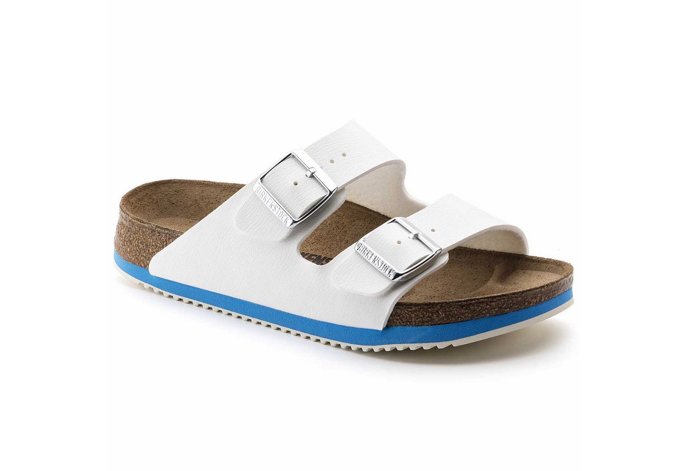 Birkenstock ARIZONA Herren und Damen Sandalen mit ergonomischem Fußbett und Riemen Pantolette Rutschfeste Laufsohle und verstellbare Schnallen – Für Alltag & Beruf (weiß)