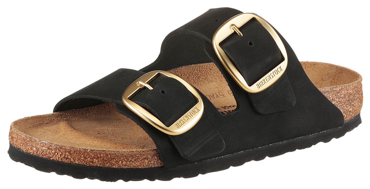 Birkenstock ARIZONA Pantolette Sommerschuh, Strandschuh, Hausschuh in schmaler Fußweite E (gold/schwarz)