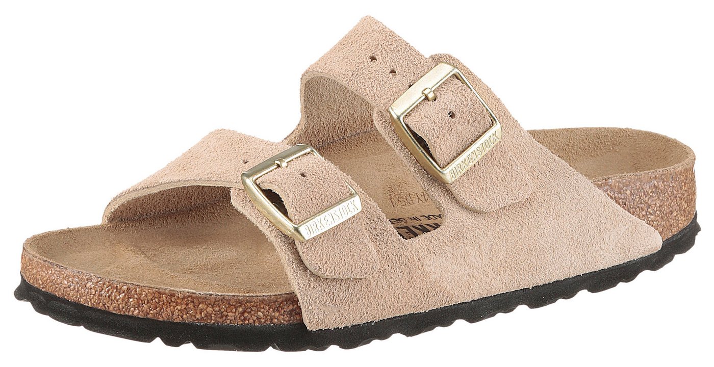 Birkenstock Arizona Suede SFB Pantolette Sommerschuh, Strandschuh, Hausschuh, Leder, schmale Schuhweite E