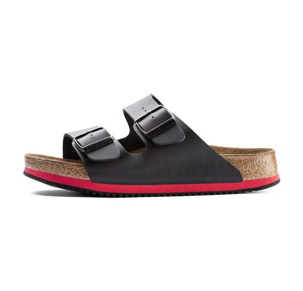 Birkenstock Sandale Arizona Superlauf, Birko-Flor, schwarz/rot Pantolette Rutschfeste Sohle & flexible Riemen – perfekt für täglichen Komfort (rot/schwarz)