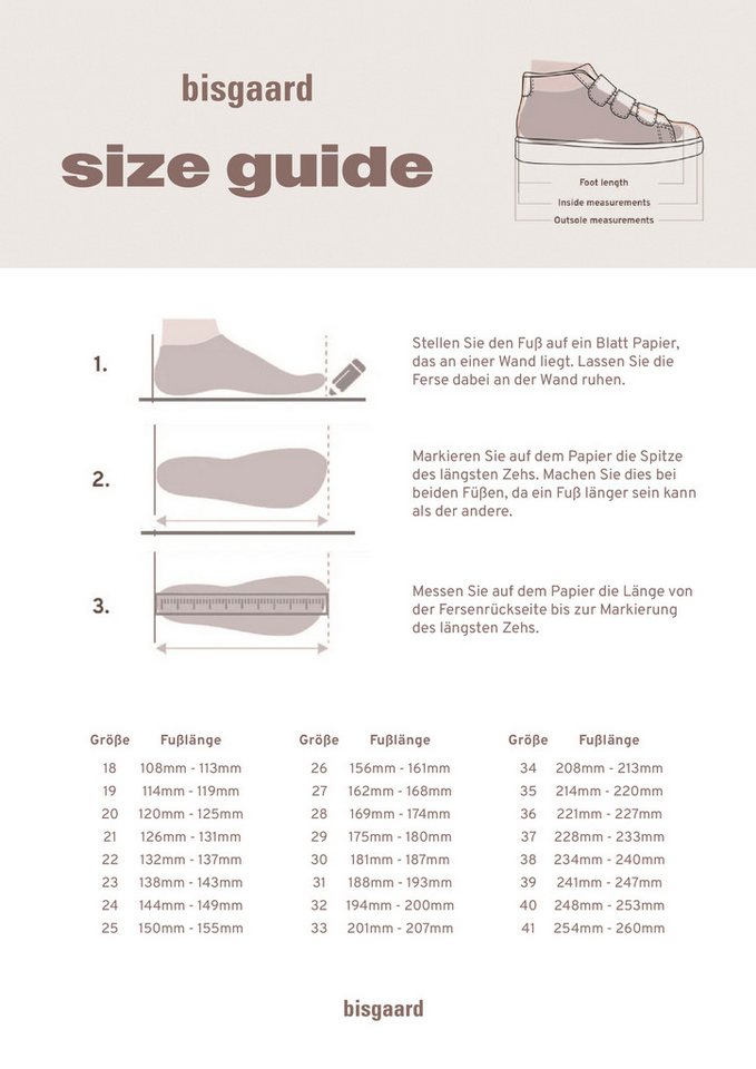 Bisgaard barefoot becky Lauflernschuh Sneaker, Klettschuh mit Klettverschluss, Größenschablone zum Download (grün)