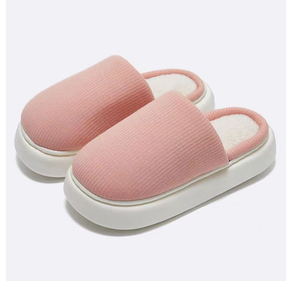 Blusmart Plüschhausschuhe für Damen im Herbst und Winter Plüsch Hausschuhe (Warme und bequeme, Dicke EVA-Sohle) Lndoor Home rutschfest Kuschelige Weite Leichte Hausschuhe (rosa)