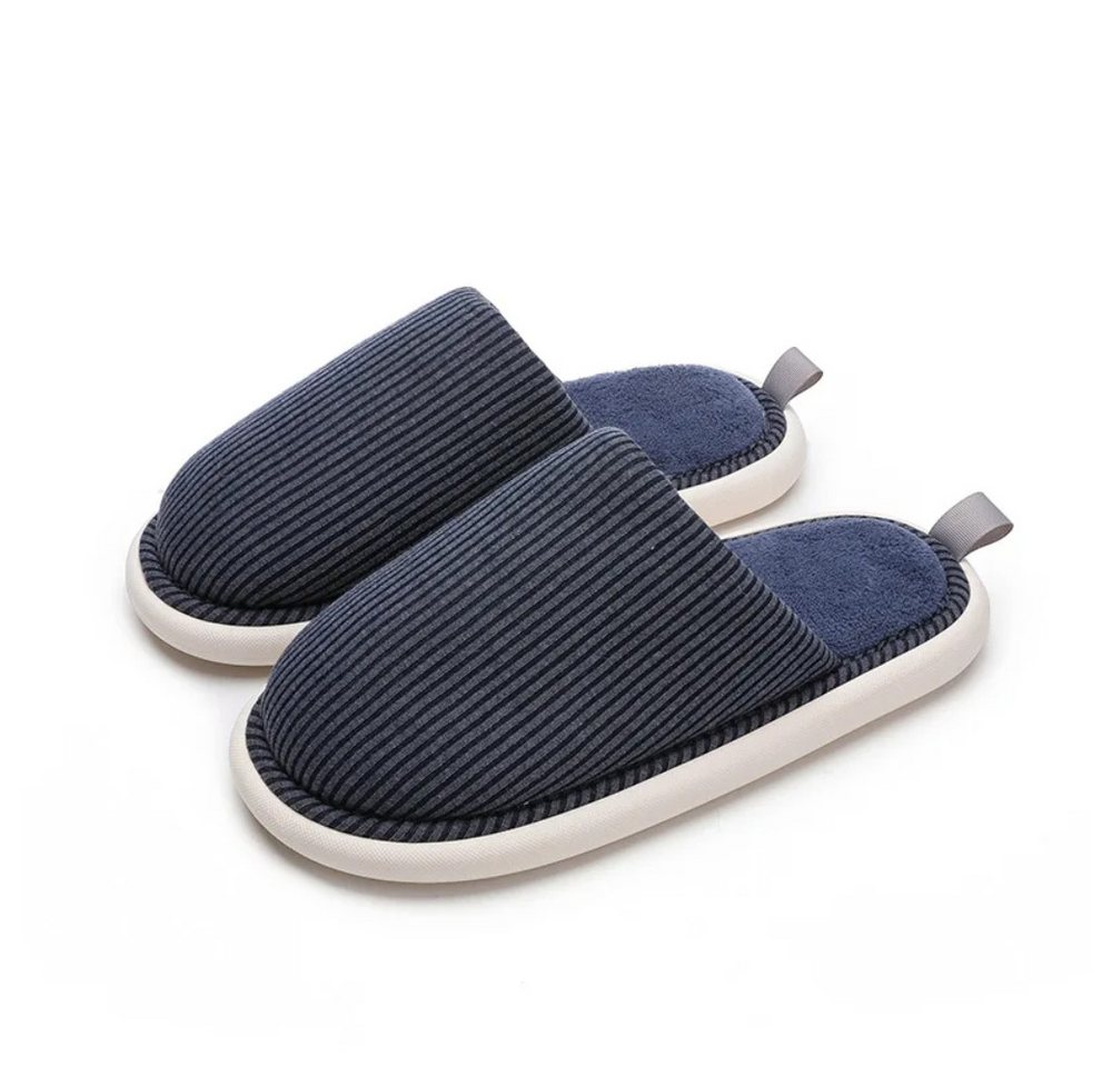 Blusmart Winterliche Hausschuhe aus Plüschbaumwolle für Herren und Damen Plüsch Hausschuhe (Rutschfest, Warm, Dicke EVA-Sohle) Lndoor Home rutschfest Kuschelige Weite Leichte Hausschuhe (blau)