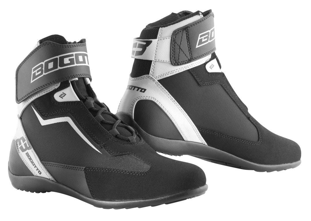 Bogotto Mix Disctrict Motorradschuhe Motorradstiefel Atmungsaktiv (schwarz/weiß)