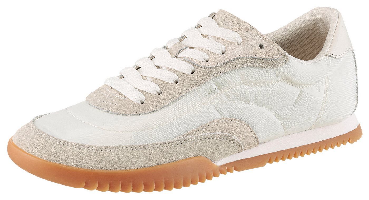 Boss Carlynn Sneaker Schnürschuh, Halbschuh, Freizeitsneaker mit honigfarbener Laufsohle