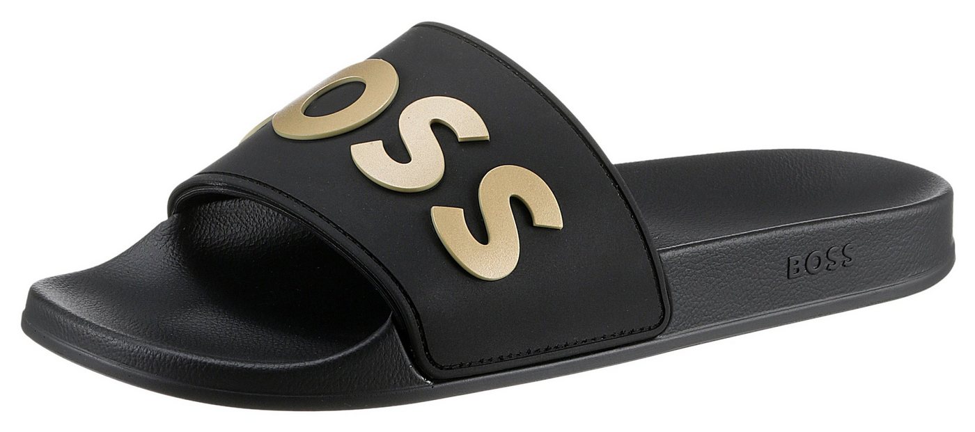 Boss Kirk Slide Badepantolette, Sommerschuh, Poolslides, Schlappen, mit BOSS-Logoschriftzug