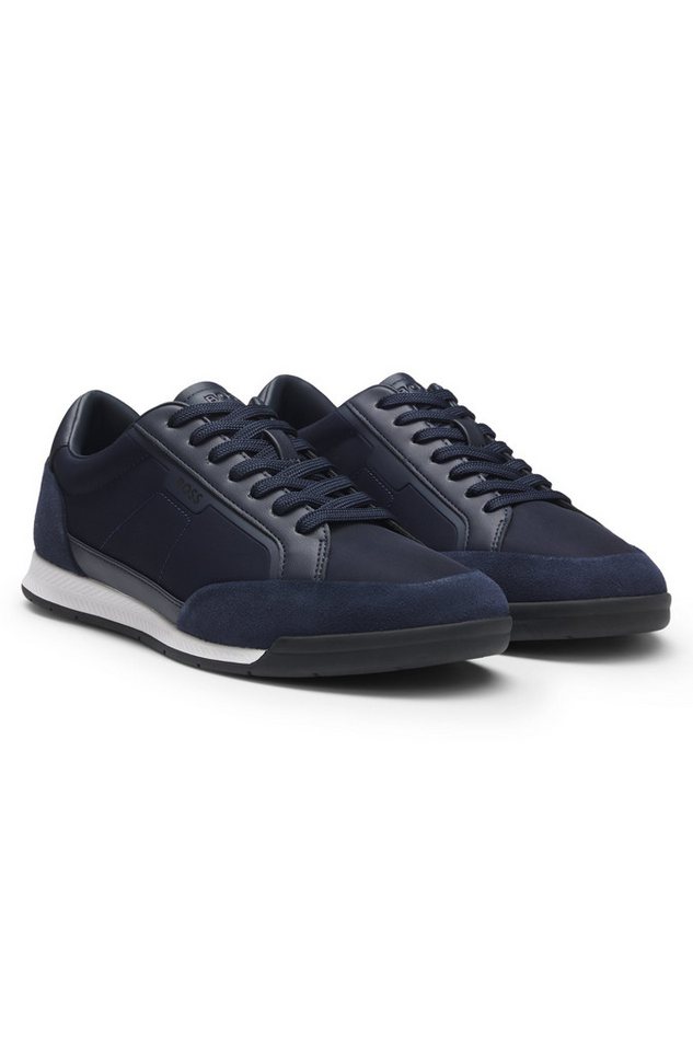 Boss Nitan Sneaker Casual-Schnürschuh, Halbschuh, Freizeitsneaker im Materialmix (blau)