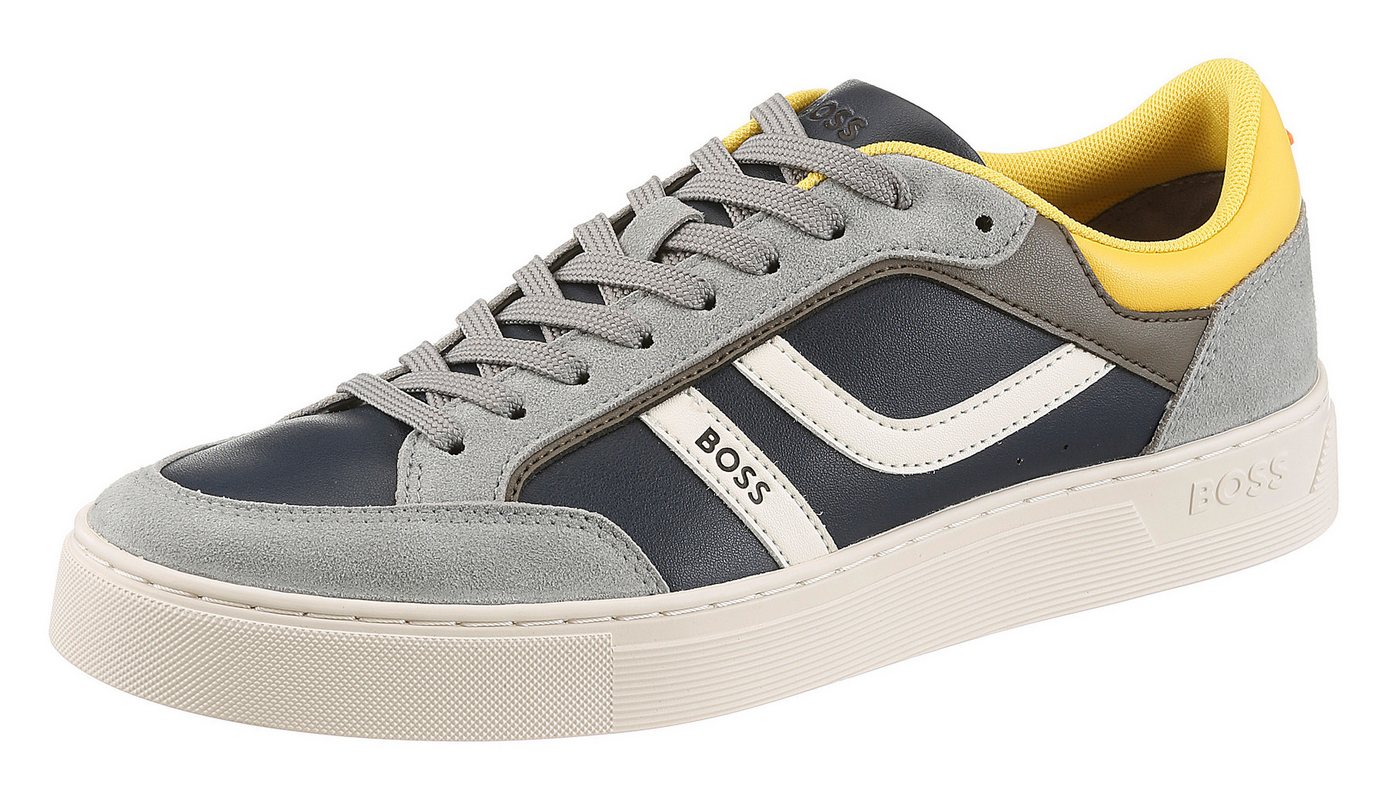 Boss Orange Rhys_Tenn_pumi Sneaker Freizeitschuh, Halbschuh, Schnürschuh mit farbigen Besätzen (blau/grau)