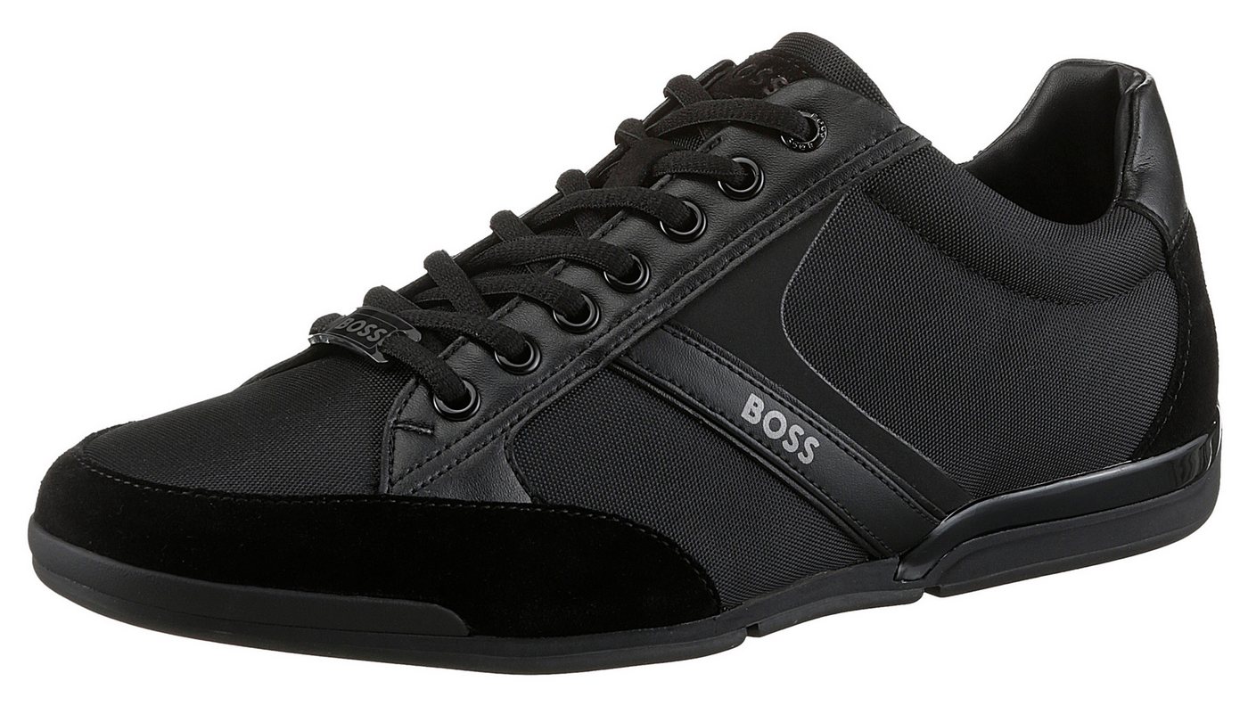 Boss Saturn_Lowp Sneaker im Materialmix, Freizeitschuh, Halbschuh, Schnürschuh (schwarz)