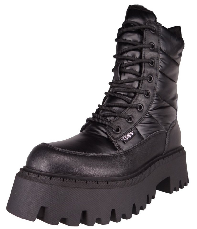 Buffalo 1622597 Aspen Laceup Quilt Black Stiefelette
