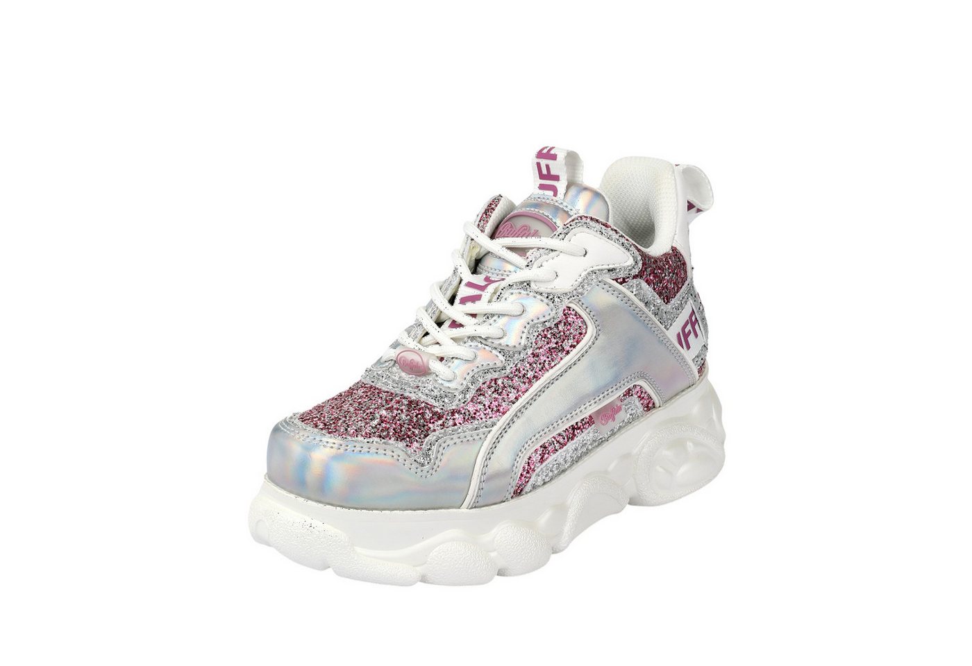 Buffalo 1636604 CLD CHAI Low Top White Pink Glitter Sneaker