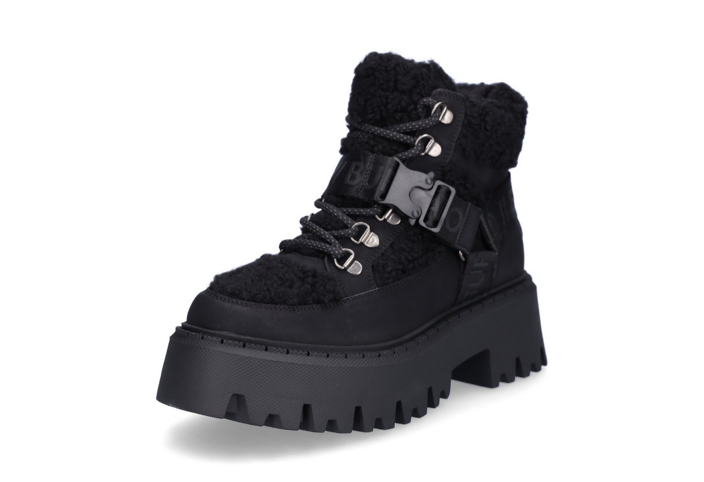 Buffalo Damen Schnürboot Aspen Com Mid schwarz Schnürboots
