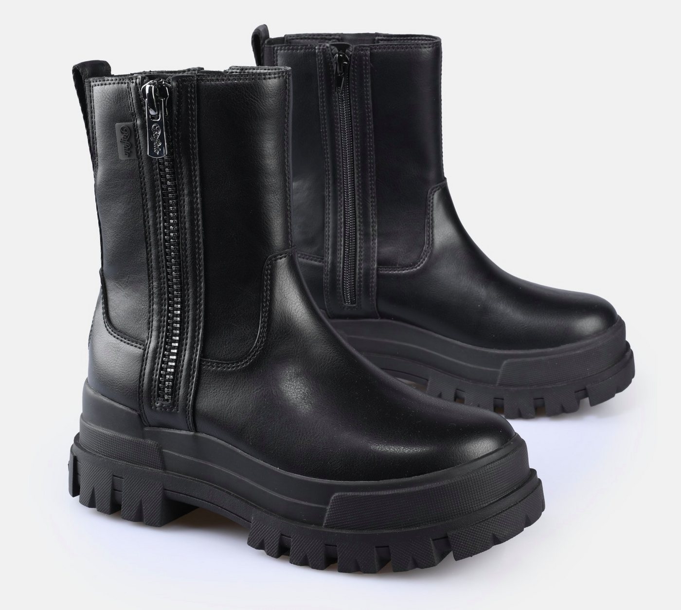 Buffalo Aspha Bootie Zip Bikerboots Plateauboots, Stiefelette mit Memory Foam Innensohle
