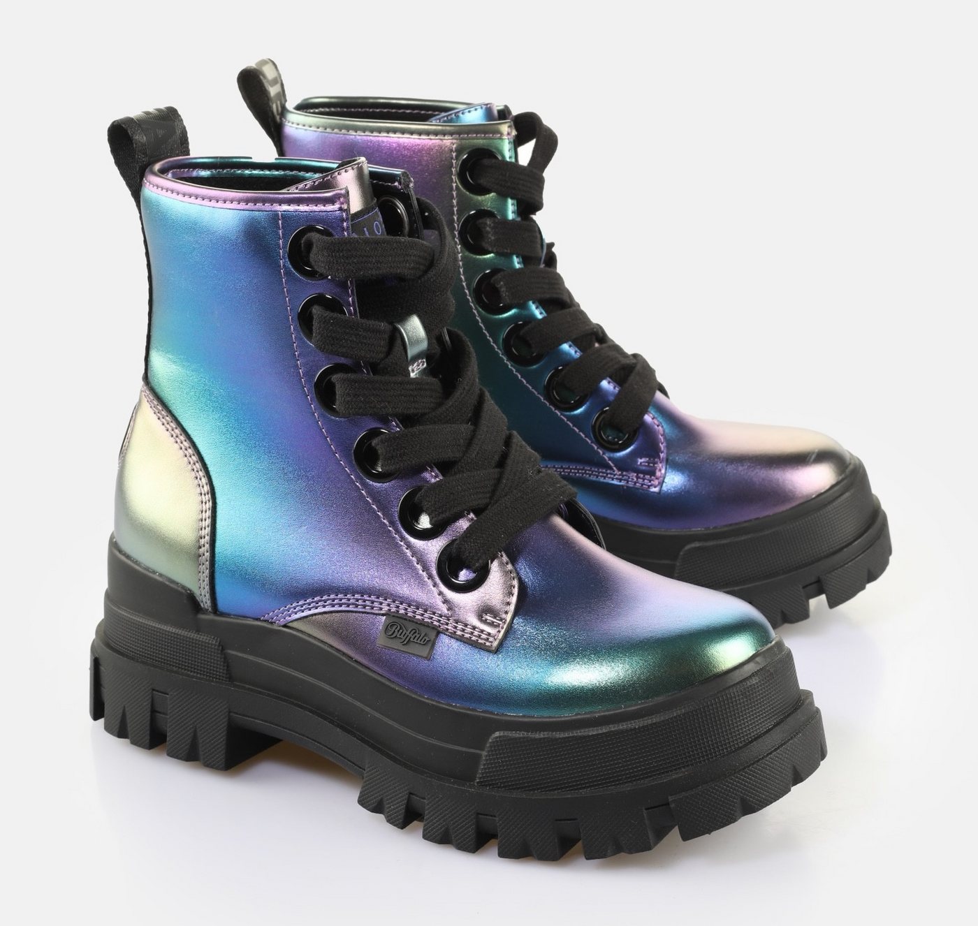 Buffalo ASPHA LACE UP HI Schnürboots, Schnürboots, Freizeitschuh, Plateauboots mit modischem Farbverlauf
