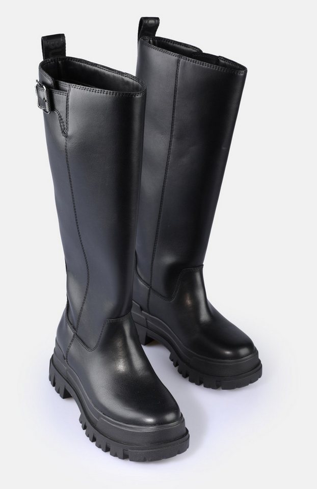 Buffalo ASPHA RIDING BOOT HI Stiefel, Plateau, Langschaftstiefel, Reitstiefel mit verstellbaren Schnallen