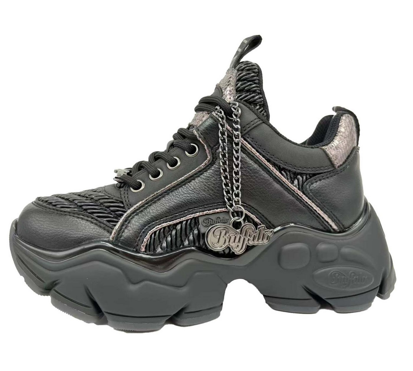 Buffalo BINARY QUILT Plateausneaker, Chunky-Schnürer, Freizeitsneaker, Halbschuh mit Metallic-Akzenten