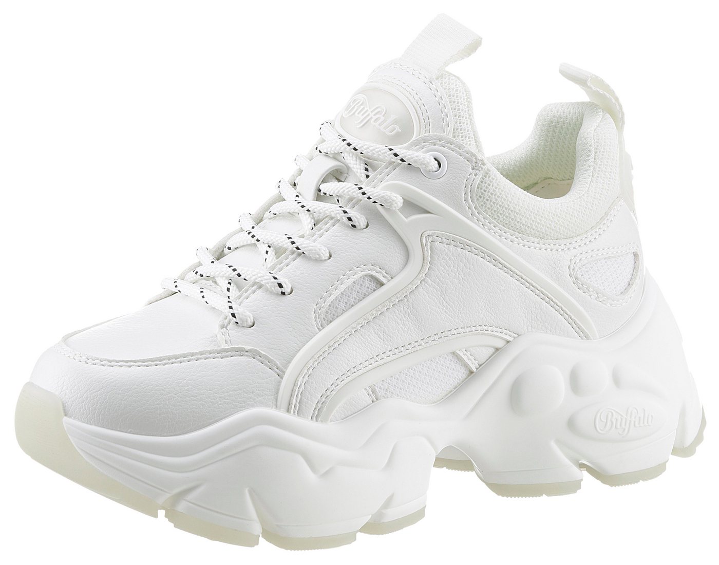 Buffalo BINARY Sneaker in monochromer Optik, Freizeitschuh, Halbschuh, Schnürschuh (weiß)