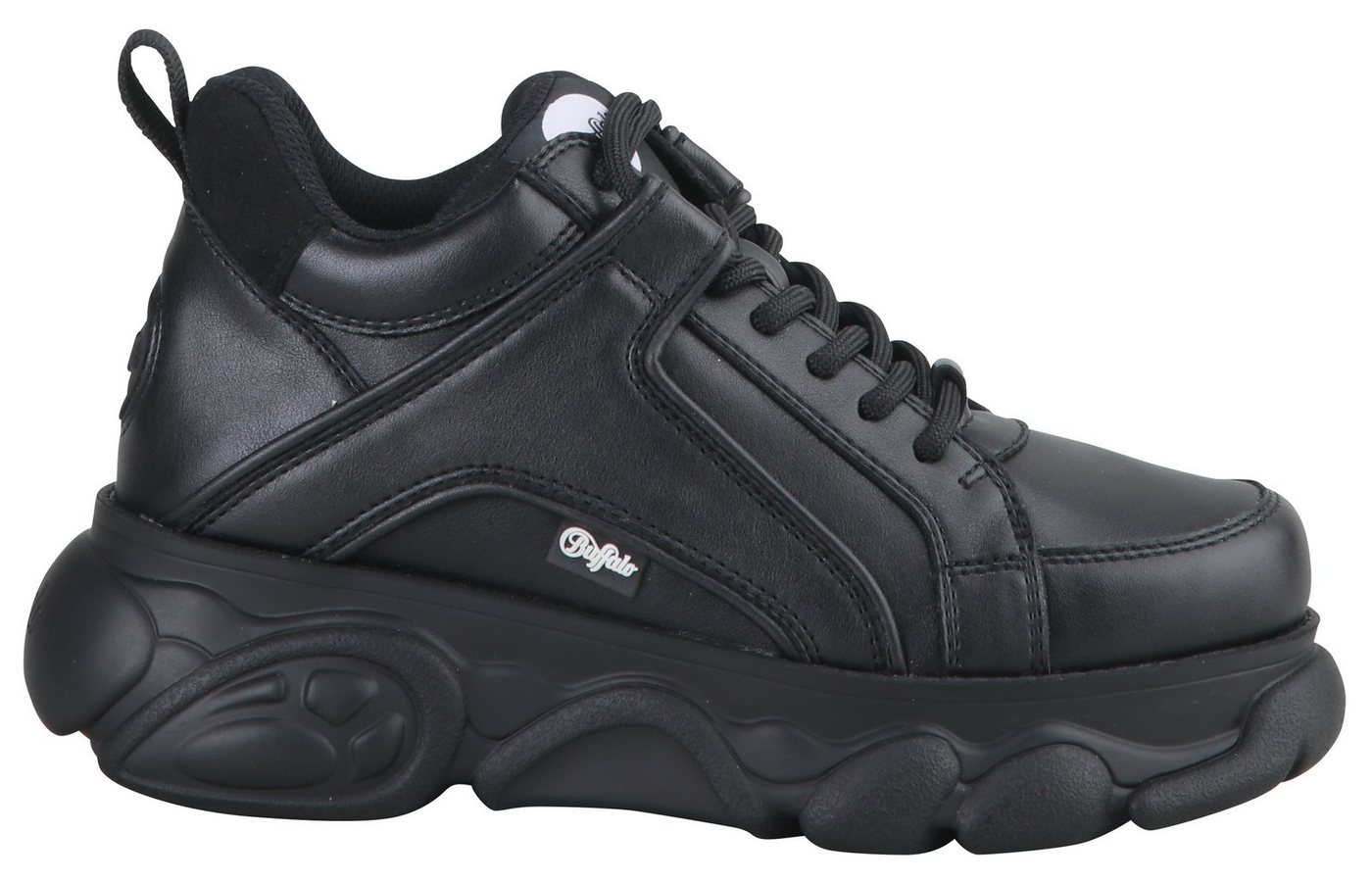 Buffalo CORIN Plateausneaker, Schnürschuh, Freizeitschuh, Ugly Sneaker mit typischer Plateausohle (schwarz)