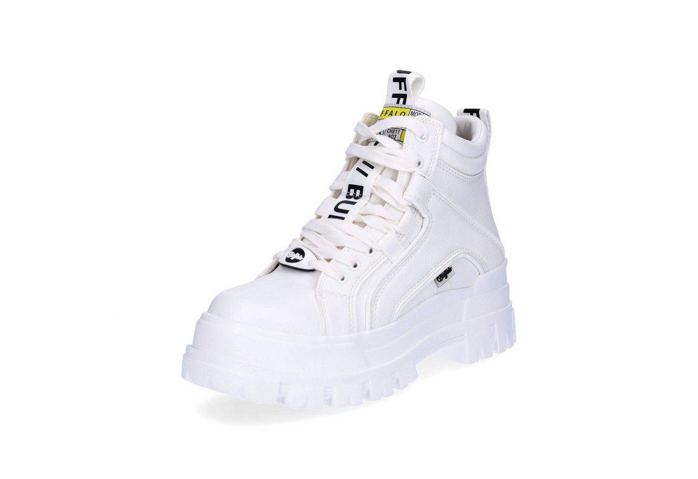 Buffalo Damen Plateau Schnürboot Aspha NC Mid weiß Schnürboots