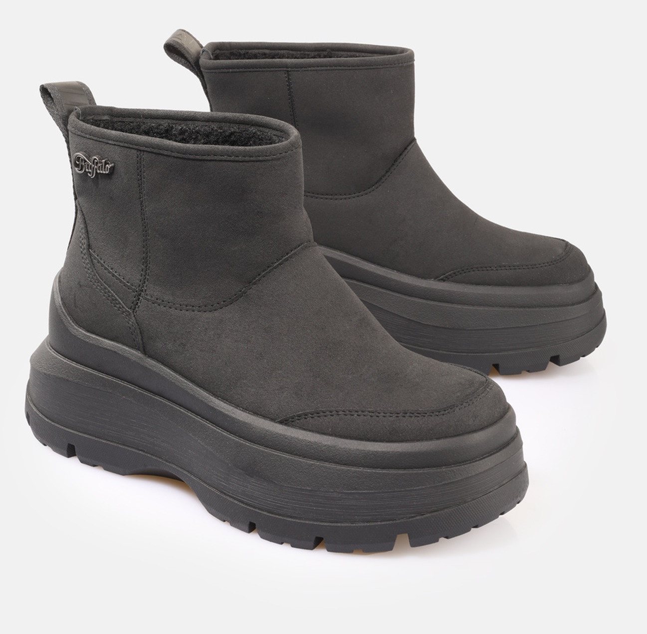 Buffalo Olympia Pull On LO Warm Winterboots Schlupfboots, Stiefelette, Casual-Boots mit Memory Foam (schwarz)
