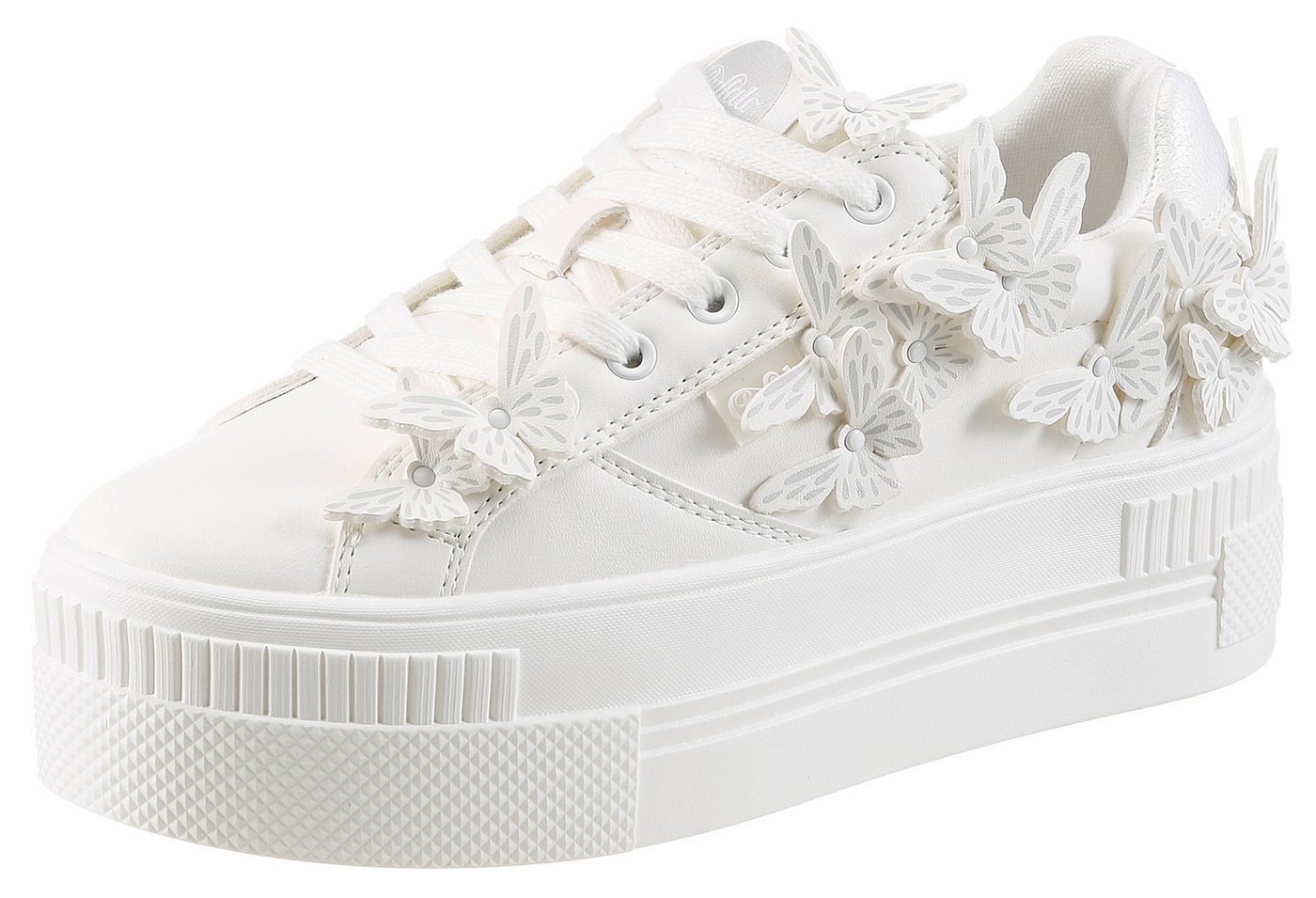 Buffalo Plateausneaker Freizeitschuh, Halbschuh, Schnürschuh mit Schmetterlings-Verzierung