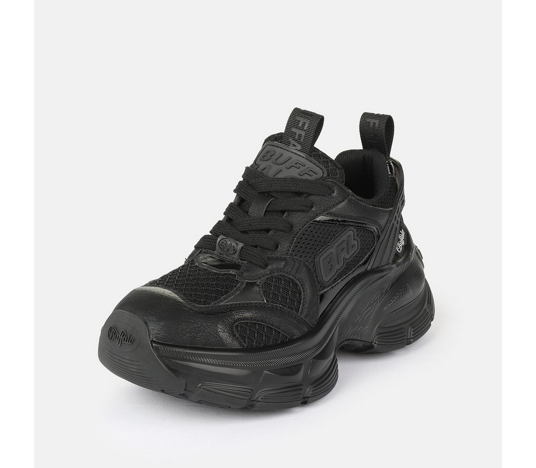 Buffalo RIDR ONE Plateausneaker Halbschuh, Schnürschuh, Chunky-Sneaker mit trendy Plateausohle (schwarz)