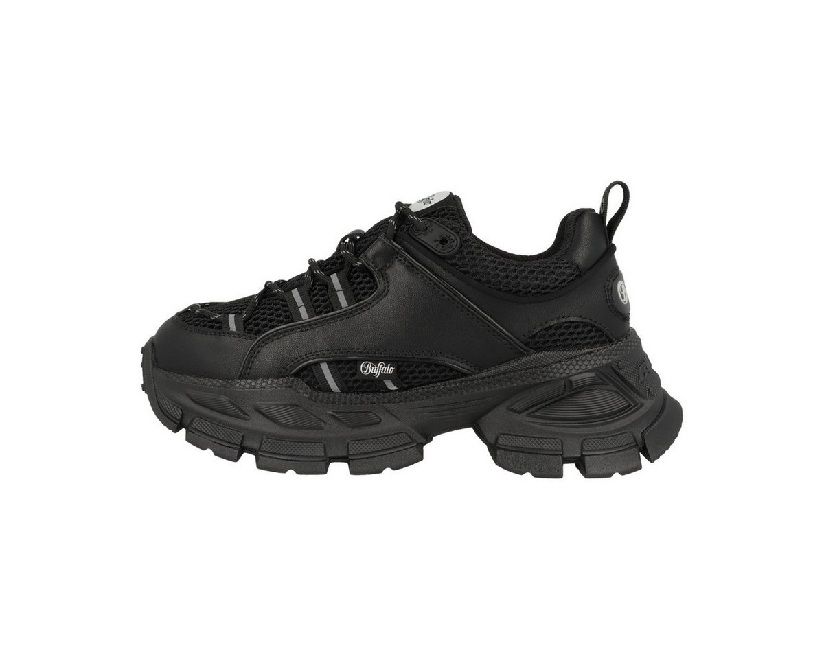 Buffalo Saturn Lace Damen Sneaker Turnschuhe, Sportschuhe, Freizeitschuhe, Halbschuhe, Schnürschuhe (schwarz)