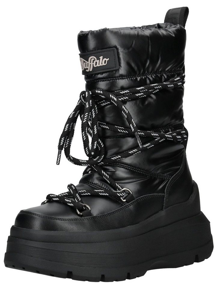 Buffalo Stiefel Lederimitat/Textil Schnürstiefel (schwarz)