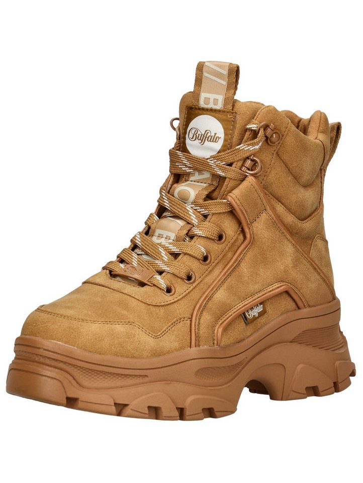 Buffalo Stiefelette Lederimitat Schnürstiefelette (braun)