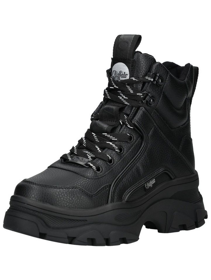 Buffalo Stiefelette Lederimitat Schnürstiefelette (schwarz)
