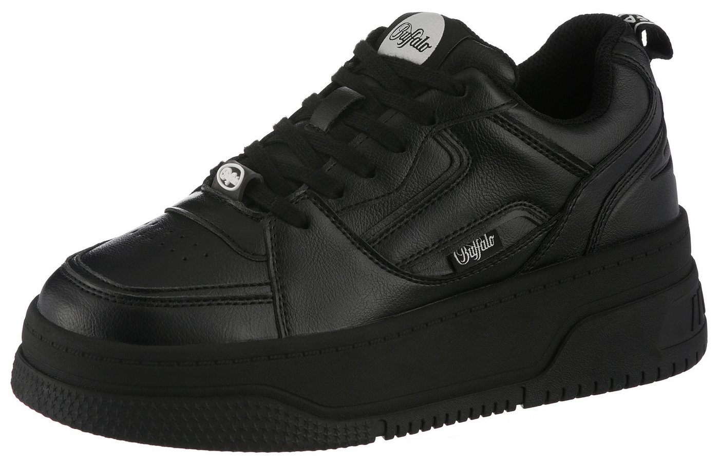 Buffalo Yade One Plateausneaker Halbschuh, Schnürschuh, Freizeitsneaker mit Memory Foam Innensohle (schwarz)