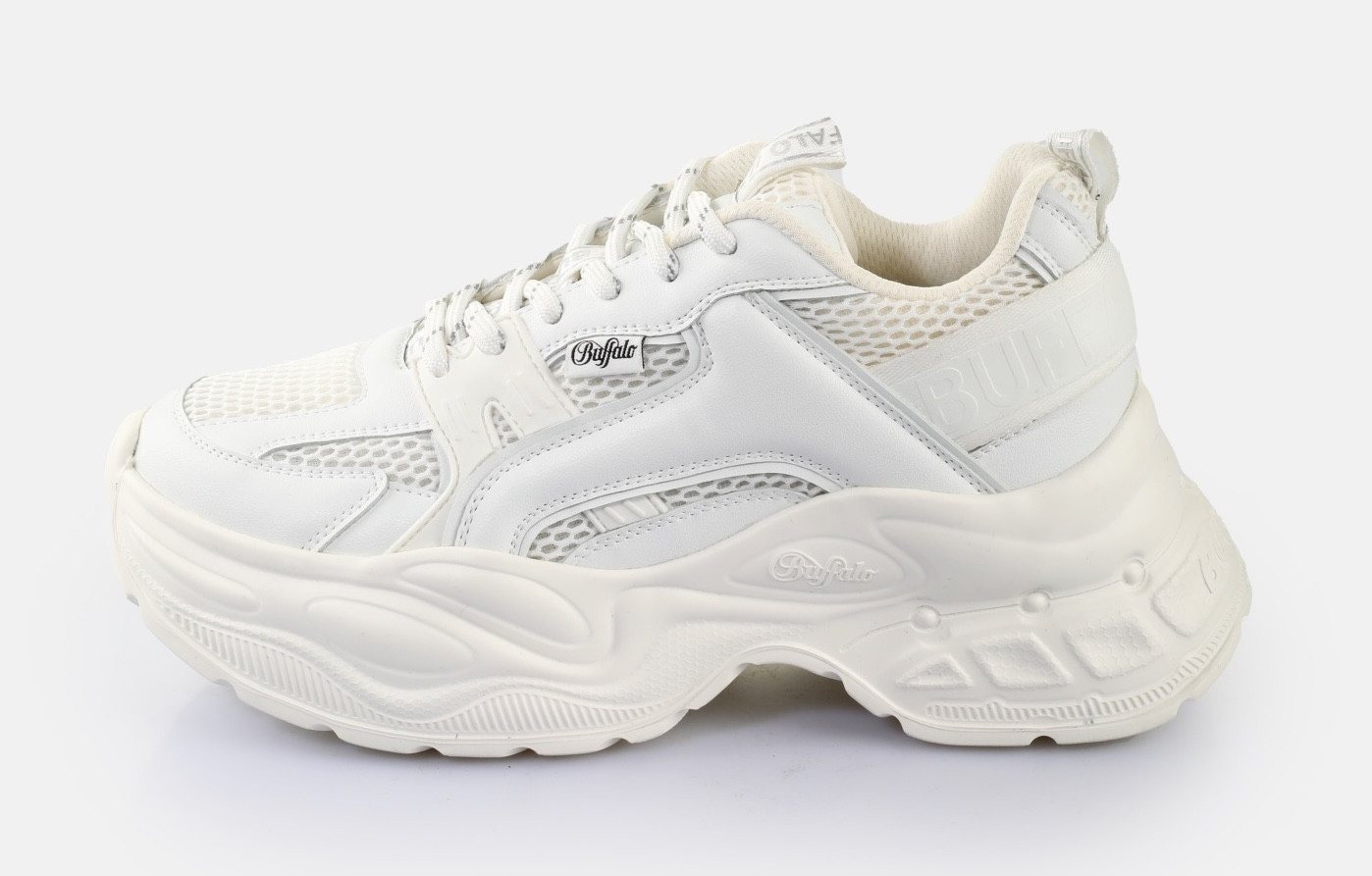 Buffalo YUNO Plateausneaker Chunky-Sneaker, Schnürschuh, Leichtgewicht mit Memory Foam-Innensohle (weiß)