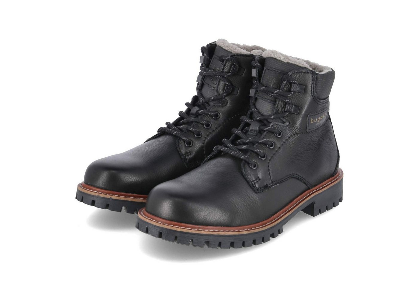 Bugatti 321AUH501000-1000 Herren Leder & Textil schwarz Schnürstiefel