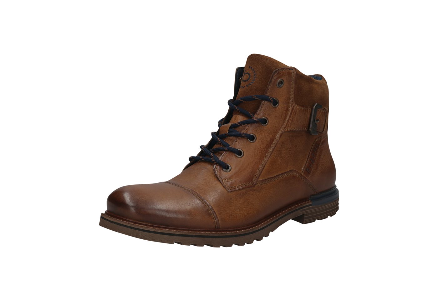 Bugatti Schnürboots Stiefel, Winterboots, Workerboots mit modischer Zierschnalle (braun)