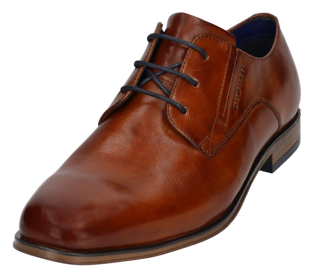 Bugatti Schnürschuh Anzugschuh, Business Schuh mit Logoschriftzug mit feinem Blockabsatz