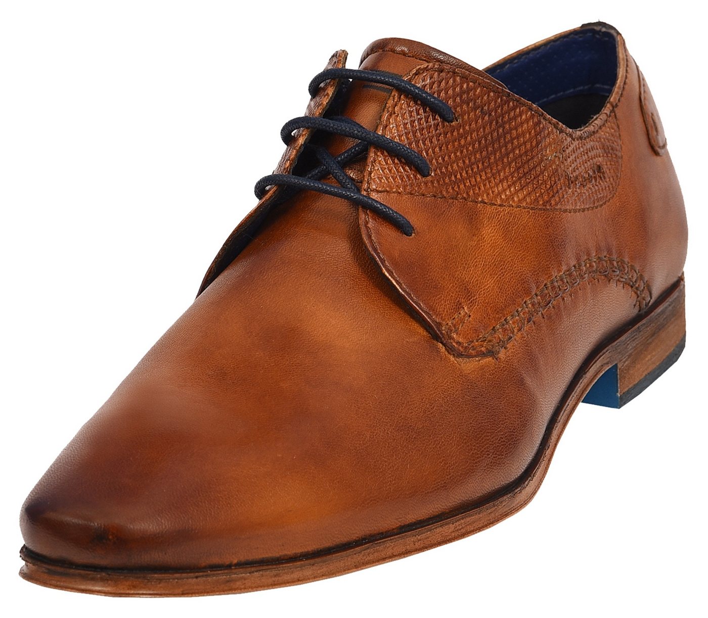 Bugatti Schnürschuh, Blockabsatz, Abendschuh, Businessschuh in eckiger Karreeform