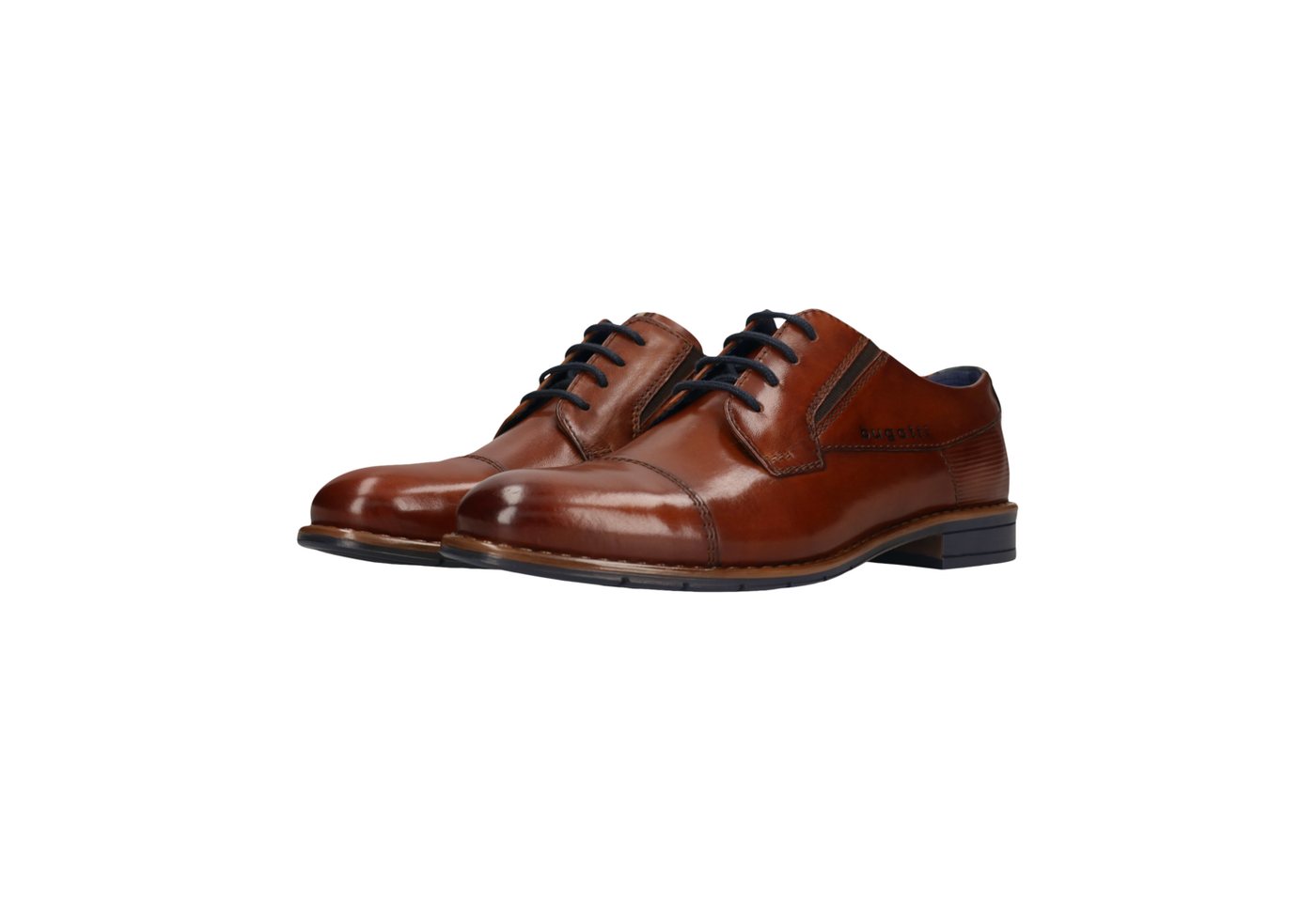 Bugatti Schnürschuh, Blockabsatz, Abendschuh, Businessschuh mit Logoprägung